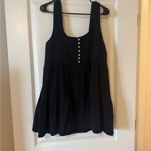 Urban Outfitters Black Textured Babydoll Dress
